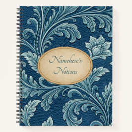 Create Your Own Blue Teal Embossed Vintage Vine Notitieboek