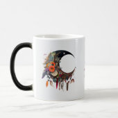 Create Your Own Boho 3D Floral Crescent Moon Magische Mok (Links)