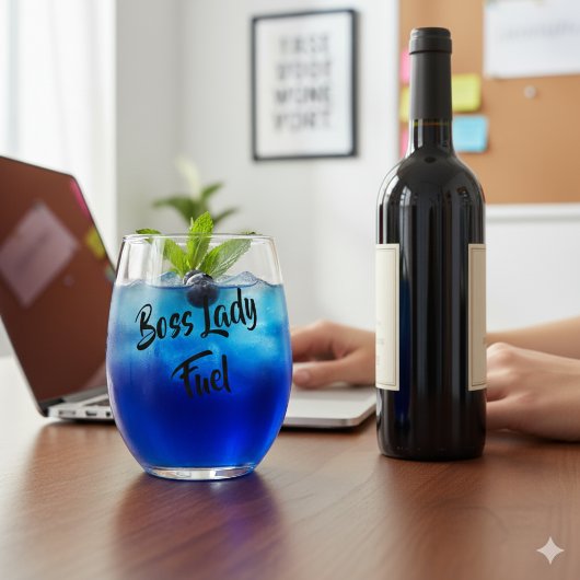 Create Your Own Boss Lady Fuel Stemless Wine Glass Wijnglas Zonder Voet