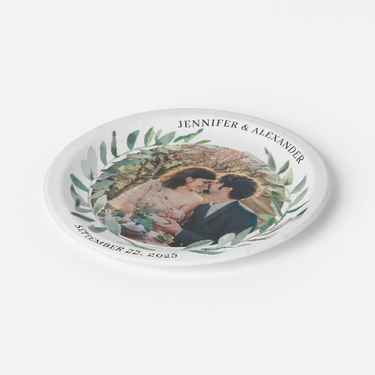 Create your own bride and groom photo wedding papieren bordje (Gekanteld)