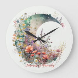 Create Your Own Bright Sunset Floral Crescent Moon Grote Klok