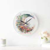 Create Your Own Bright Sunset Floral Crescent Moon Grote Klok (Huis)