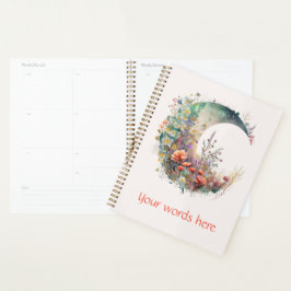 Create Your Own Bright Sunset Floral Crescent Moon Planner