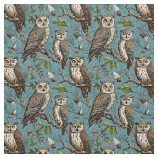 Create Your Own Brown Owls Blue Stof (Swatch)