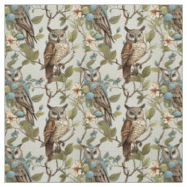 Create Your Own Brown Owls Yellow Flowers Stof