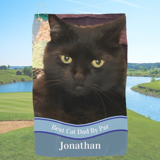 Create Your Own Cat Dad Custom Photo Golf Towel Golfhanddoek