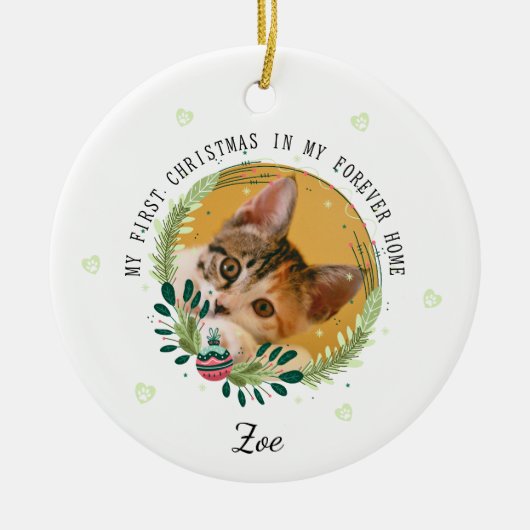 Create Your Own Cat First Christmas Keramisch Ornament (Voorkant)