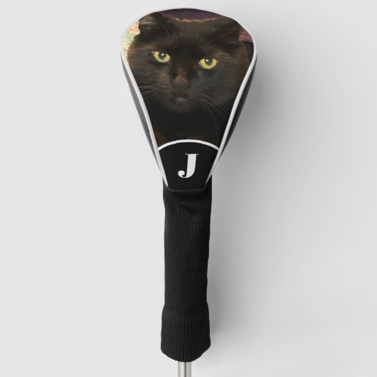 Create Your Own Cat photo template custom black Golfheadcover (Voorkant)