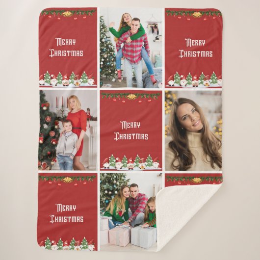 Create Your Own Christmas Photo Collage Sherpa Deken (Voorkant)