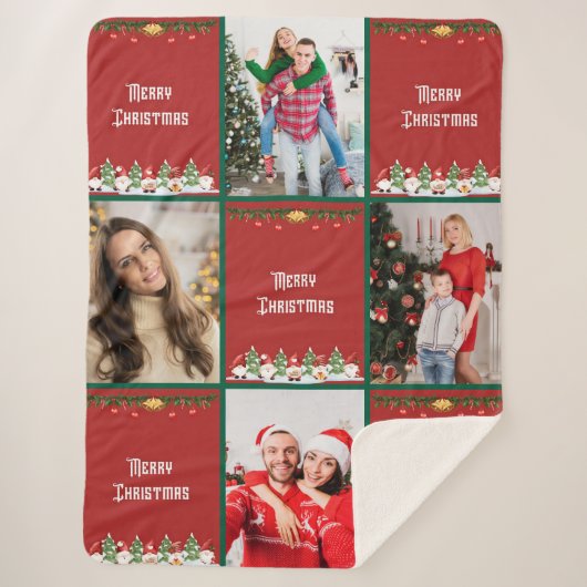 Create Your Own Christmas Photo Collage Sherpa Deken (Voorkant)