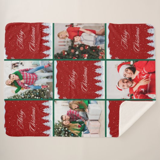 Create Your Own Christmas Photo Collage Sherpa Deken (Voorkant (horizontaal))