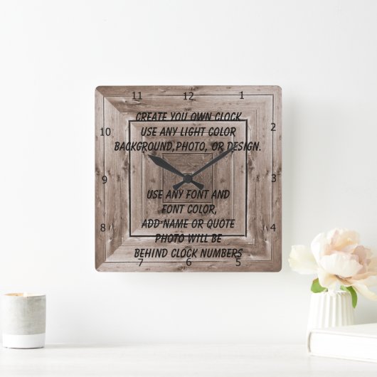 CREATE YOUR OWN CLOCK VIERKANTE KLOK (Huis)