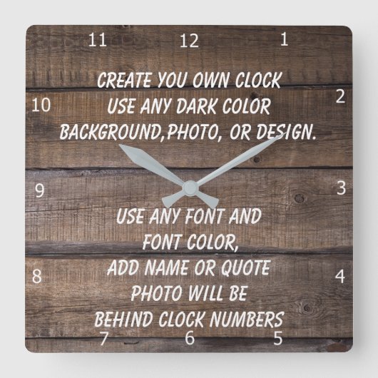 CREATE YOUR OWN CLOCK VIERKANTE KLOK (Voorkant)
