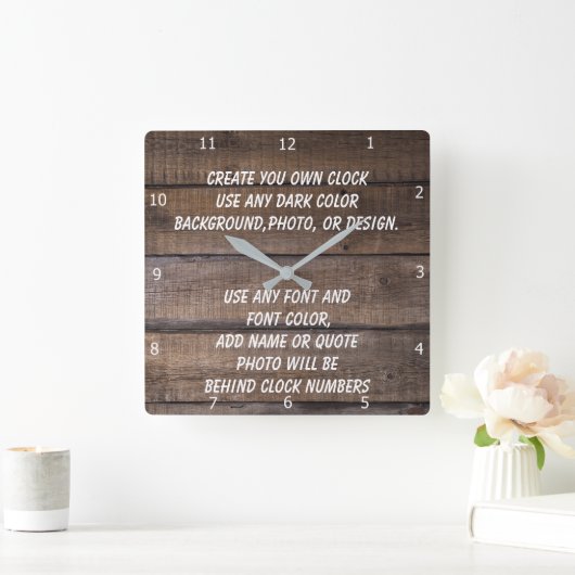 CREATE YOUR OWN CLOCK VIERKANTE KLOK (Huis)