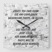 CREATE YOUR OWN CLOCK VIERKANTE KLOK (Voorkant)
