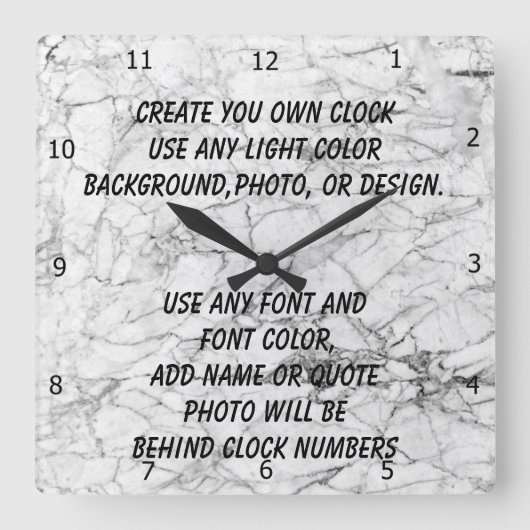 CREATE YOUR OWN CLOCK VIERKANTE KLOK (Voorkant)