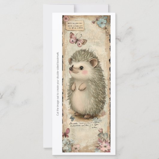 Create Your Own Curious Hedgehog Bookmark Card (Voorkant)