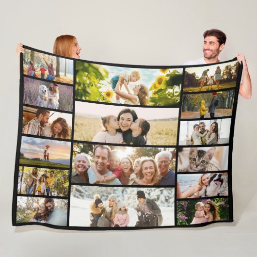 Create Your Own Custom 16 Photo Collage Fleece Deken (In situ)