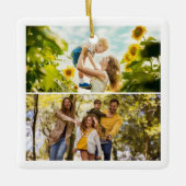 Create Your Own Custom 2 Photo Christmas Keramisch Ornament (Voorkant)