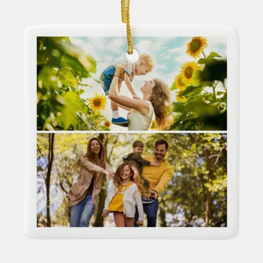 Create Your Own Custom 2 Photo Christmas Keramisch Ornament (Voorkant)
