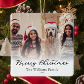 Create Your Own Custom 2 Photo Merry Christmas Keramisch Ornament