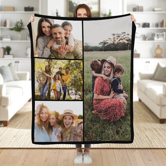 Create Your Own Custom 4 Photo Collage Fleece Deken