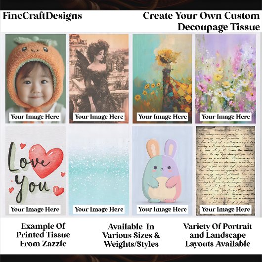 Create Your Own Custom 8 Photo Portrait Decoupage Tissuepapier