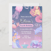 Create your own Custom Girls Mermaid Birthday Kaart (Voorkant)