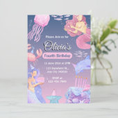 Create your own Custom Girls Mermaid Birthday Kaart (Staand voorkant)