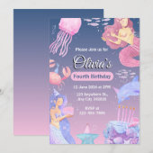 Create your own Custom Girls Mermaid Birthday Kaart (Voorkant / Achterkant)