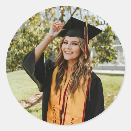 Create Your Own Custom Graduate Photo Ronde Sticker (Voorkant)