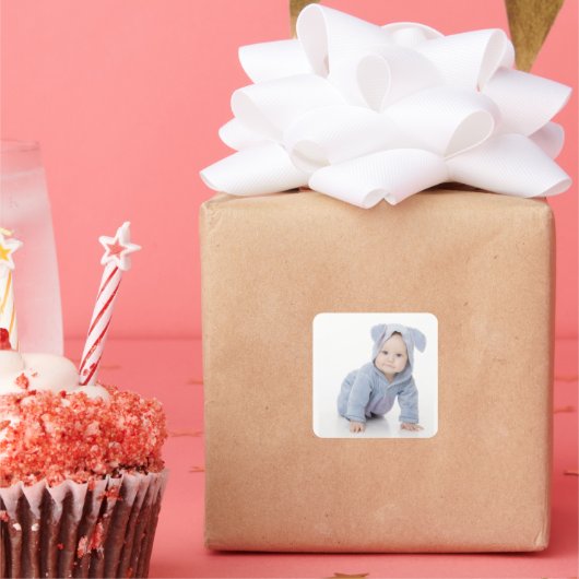 Create Your Own Custom Kids Children Photo Modern Vierkante Sticker (Feest)