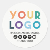Create Your Own Custom Logo Business Social Media  Ronde Sticker (Voorkant)