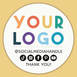 Create Your Own Custom Logo Business Social Media  Ronde Sticker