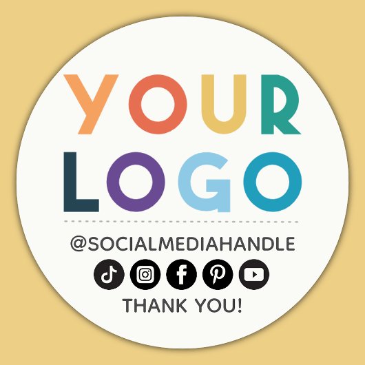 Create Your Own Custom Logo Business Social Media  Ronde Sticker
