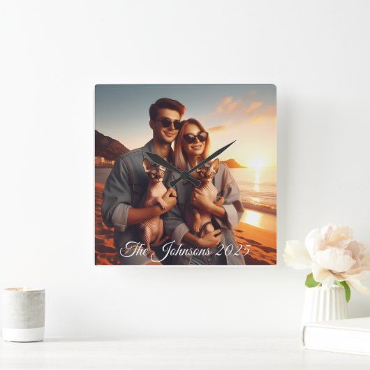 Create Your Own Custom Memorable Family Photo  Vierkante Klok (Huis)