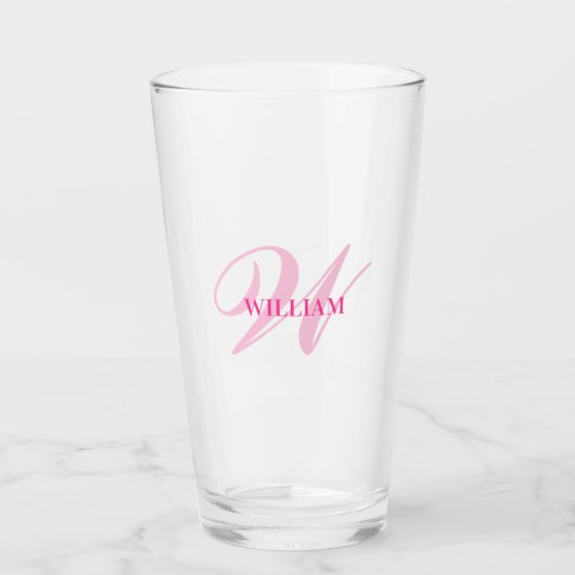 Create Your Own Custom Monogram And Name Pink Glas (Voorkant)
