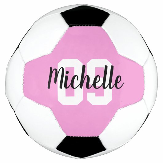 Create Your Own Custom Name Number Pink Voetbal (Voorkant)