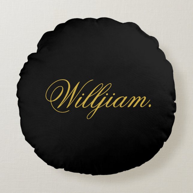 Create Your Own Custom Name on This Black Rond Kussen (Voorkant)