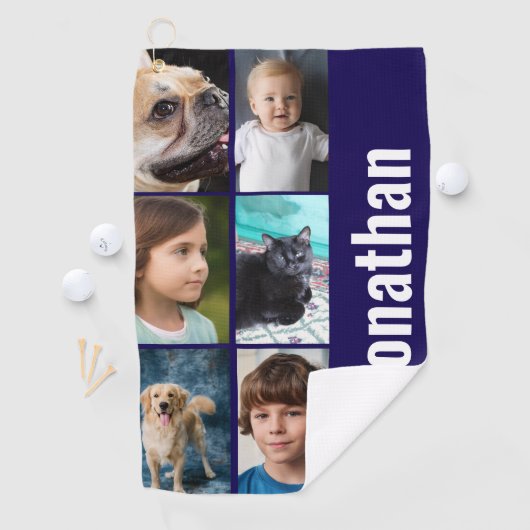 Create your own custom photo men's navy blue golfhanddoek (Insitu)