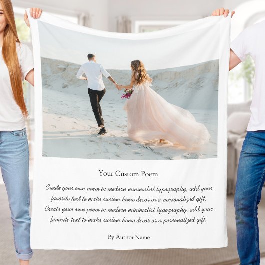 Create Your Own Custom Photo With Poem Fleece Deken