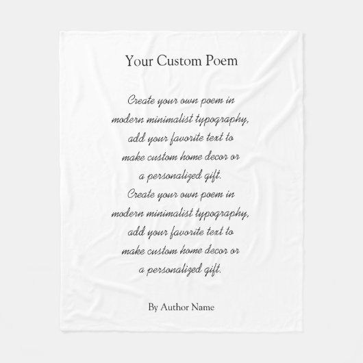 Create Your Own Custom Poem Fleece Deken (Voorkant)
