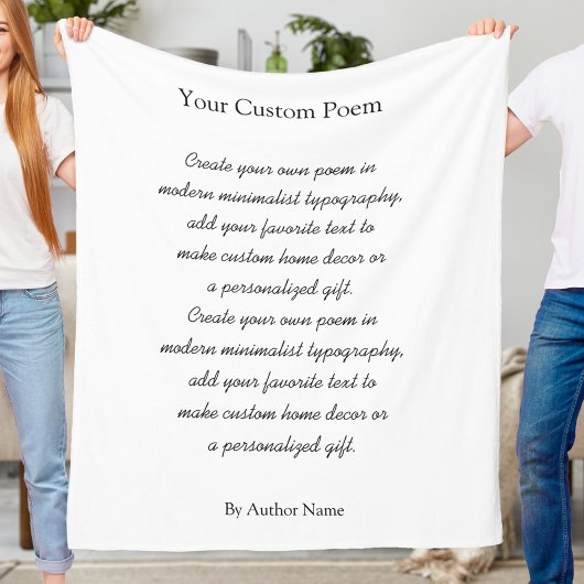 Create Your Own Custom Poem Fleece Deken