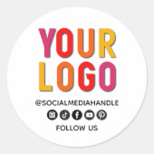 Create Your Own Custom Social Media Business Logo Ronde Sticker (Voorkant)