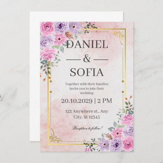 Create Your Own Custom Wedding Invitation Cards Kaart (Voorkant / Achterkant)