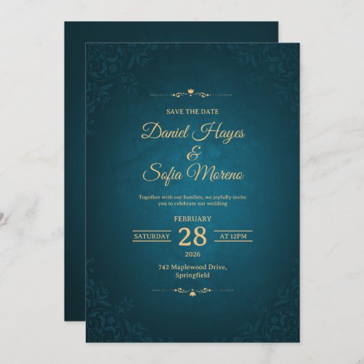 Create Your Own Custom Wedding Invitation Cards Kaart (Voorkant / Achterkant)