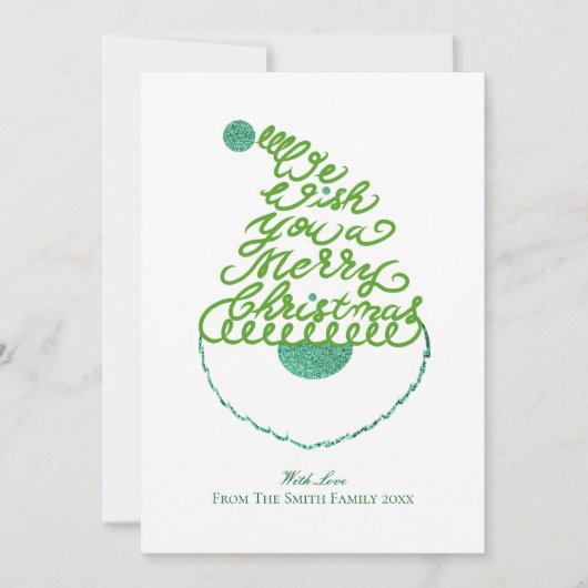 Create Your Own Cute Glitter Santa Christmas Flat  Feestdagenkaart (Voorkant)