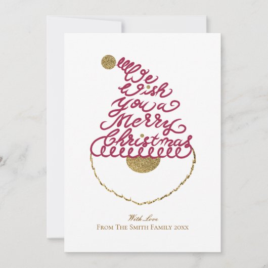 Create Your Own Cute Glitter Santa Christmas Flat  Feestdagenkaart (Voorkant)