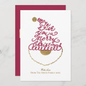 Create Your Own Cute Glitter Santa Christmas Flat  Feestdagenkaart (Voorkant / Achterkant)