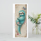 Create Your Own Cute Teal Sloth Bookmark Card (Staand voorkant)